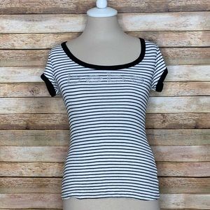 bebe | Tops | Bebe Rhinestone Top Black White Large | Poshmark